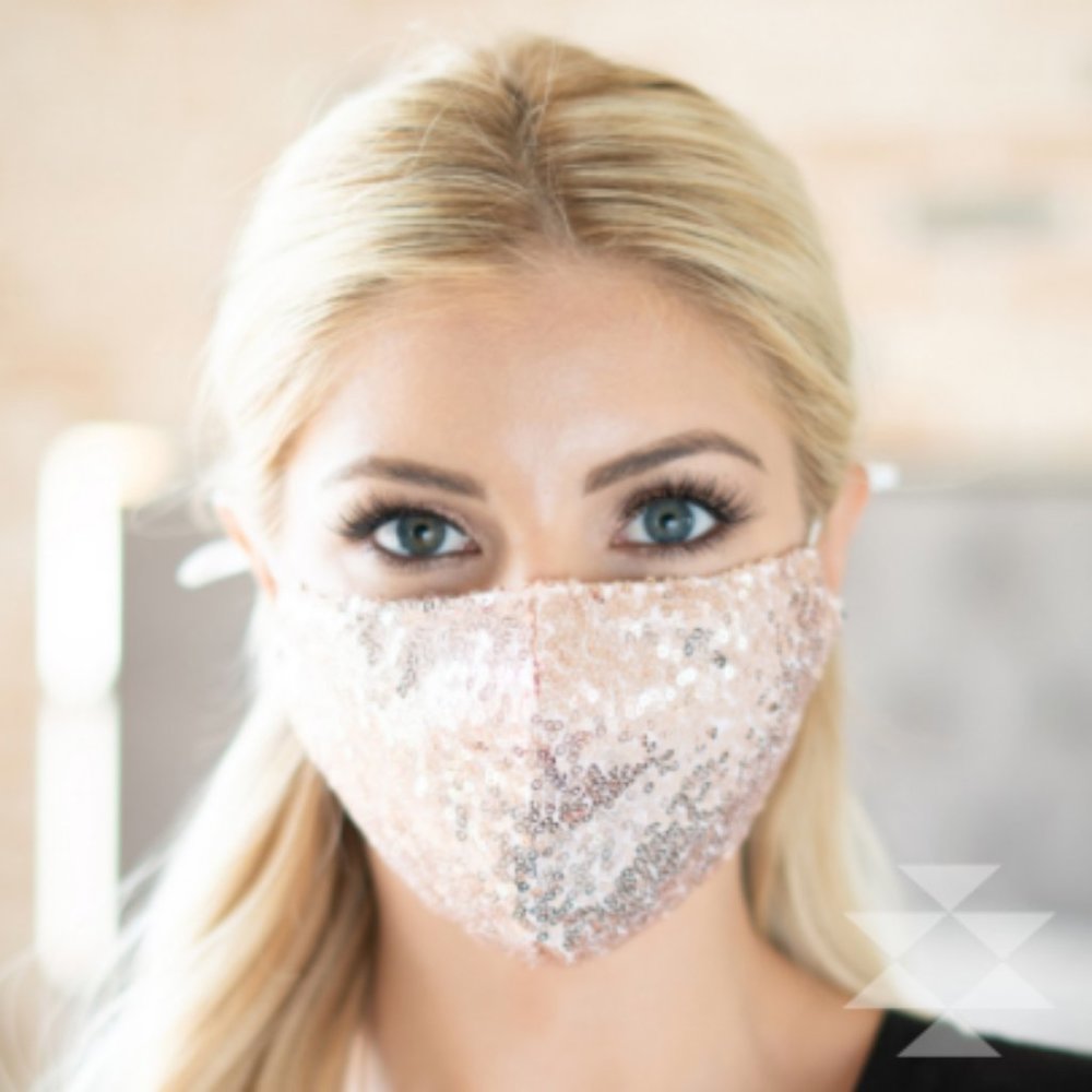 Rose Gold Sequin Fashion Face Mask NEW
